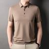 Мужская футболка из шелка шелковицы с короткими рукавами, мужская однотонная деловая рубашка-поло без утюга, бесшовная футболка из ледяного шелка с лацканами для мужчин