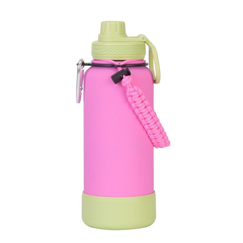 2025 New Cross-Border 1L Large-Capacity Thermos Cup with Non-Slip Bottom, Portable Handle, Outdoor Sports Multi-Color Water Bottle