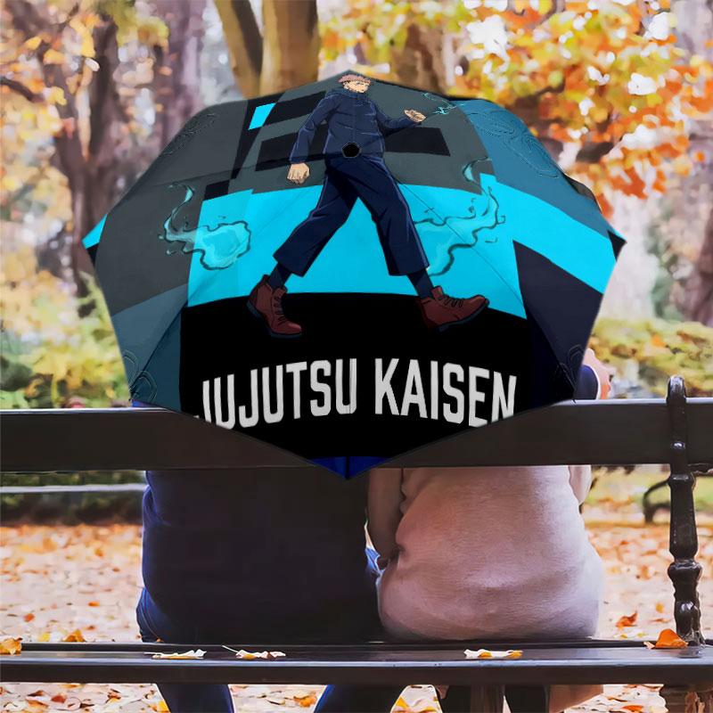 1 PC Automatic Folding Umbrella - Jujutsu Kaisen Pattern Portable Foldable Design With 8 Ribs Christmas Birthday Gifts