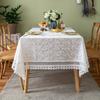 Elegant French Style White Lace Tablecloth With Floral Embroidery Cotton Dining Table Cover Living Room Rectangular