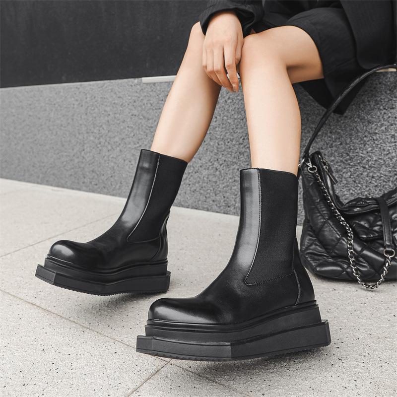Новая платформа ботинки челси мужские молодежная мода простые щедрые универсальные высокие ботинки 68444-J