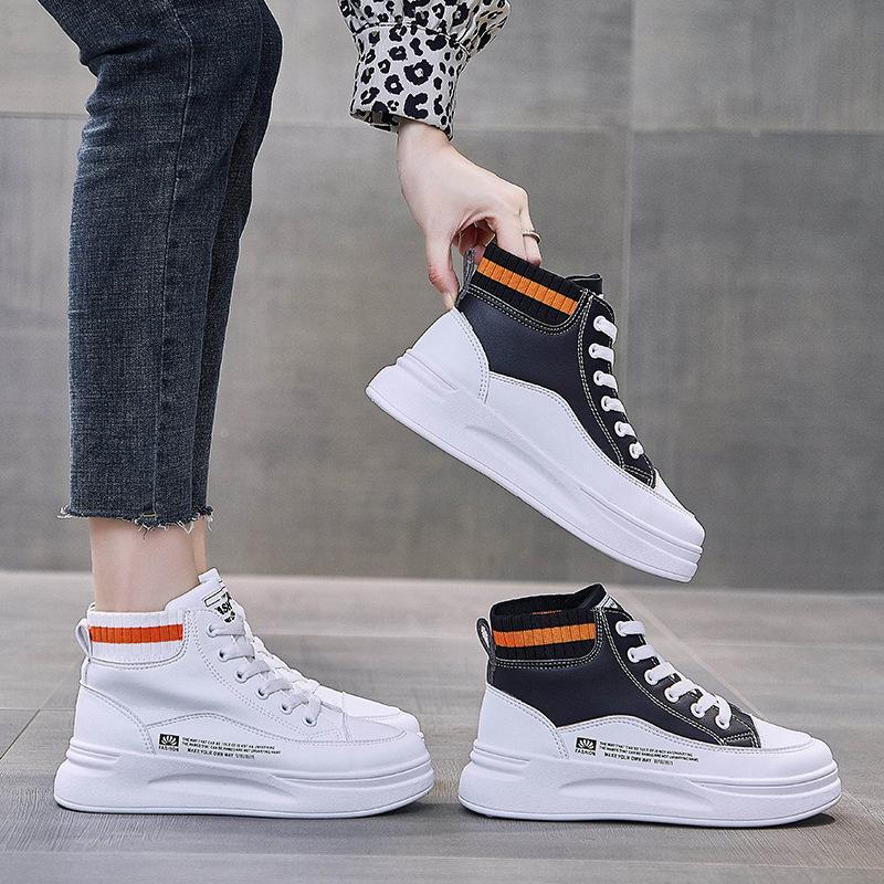 Ins высокие маленькие белые туфли женские весна 2025 новые на толстой подошве корейская версия универсальные студенческие туфли для сноуборда женская уличная обувь TH919