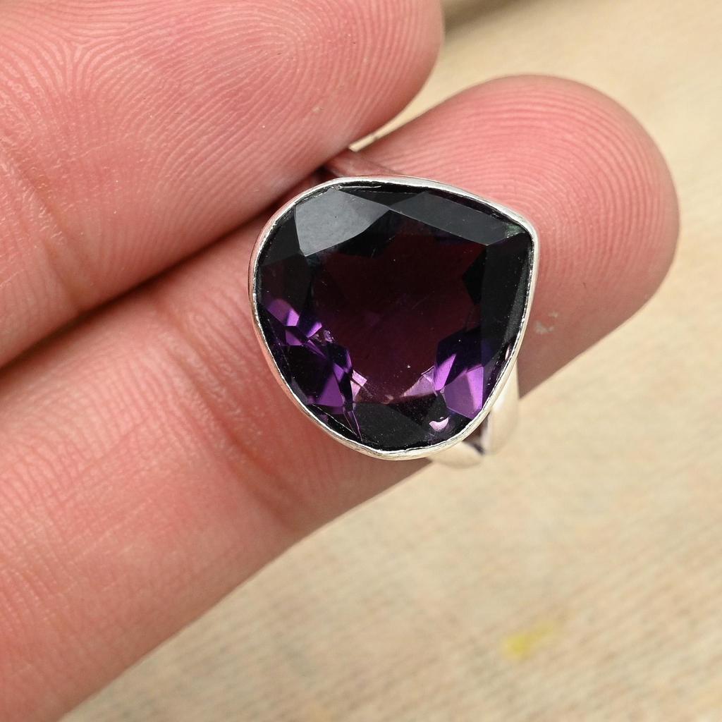 925 Sterling Silver Ring Amethyst Gemstone Women Handmade Jewelry Dainty Ring
