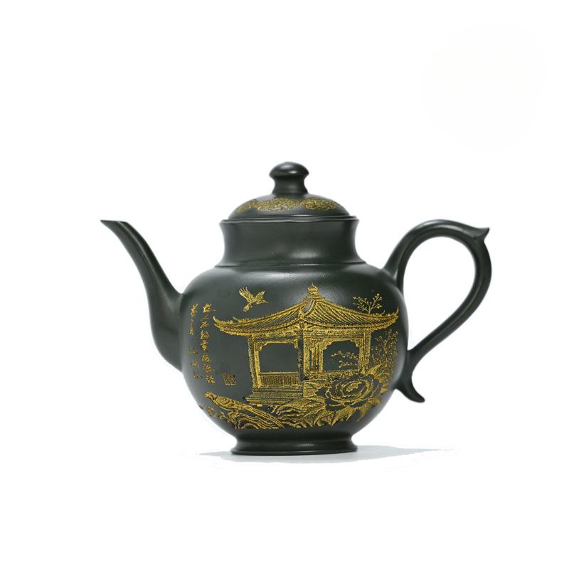250ML Exquisite Yixing Purple Clay Teapots Handmade Duo Qiu Pot Raw Ore Green Mud Kettle Chinese Zisha Tea Set Decoration Craft