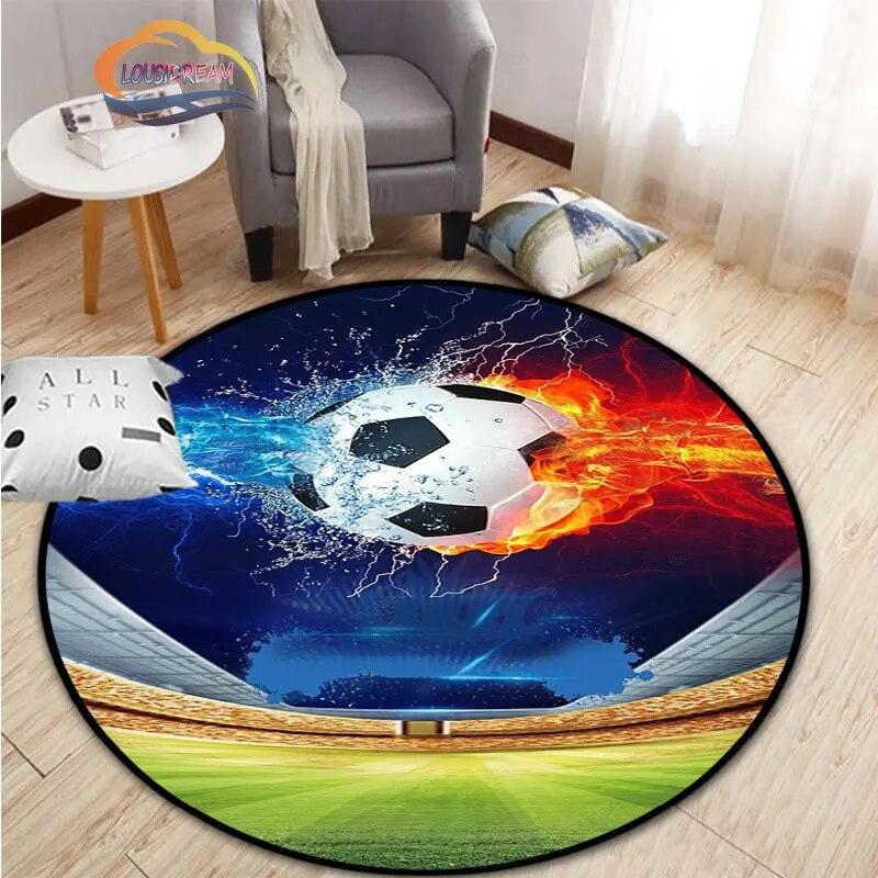 Ковер с изображением футбола, украшение для гостиной, круглая кровать, стул, коврик для дома, входная дверь, дети