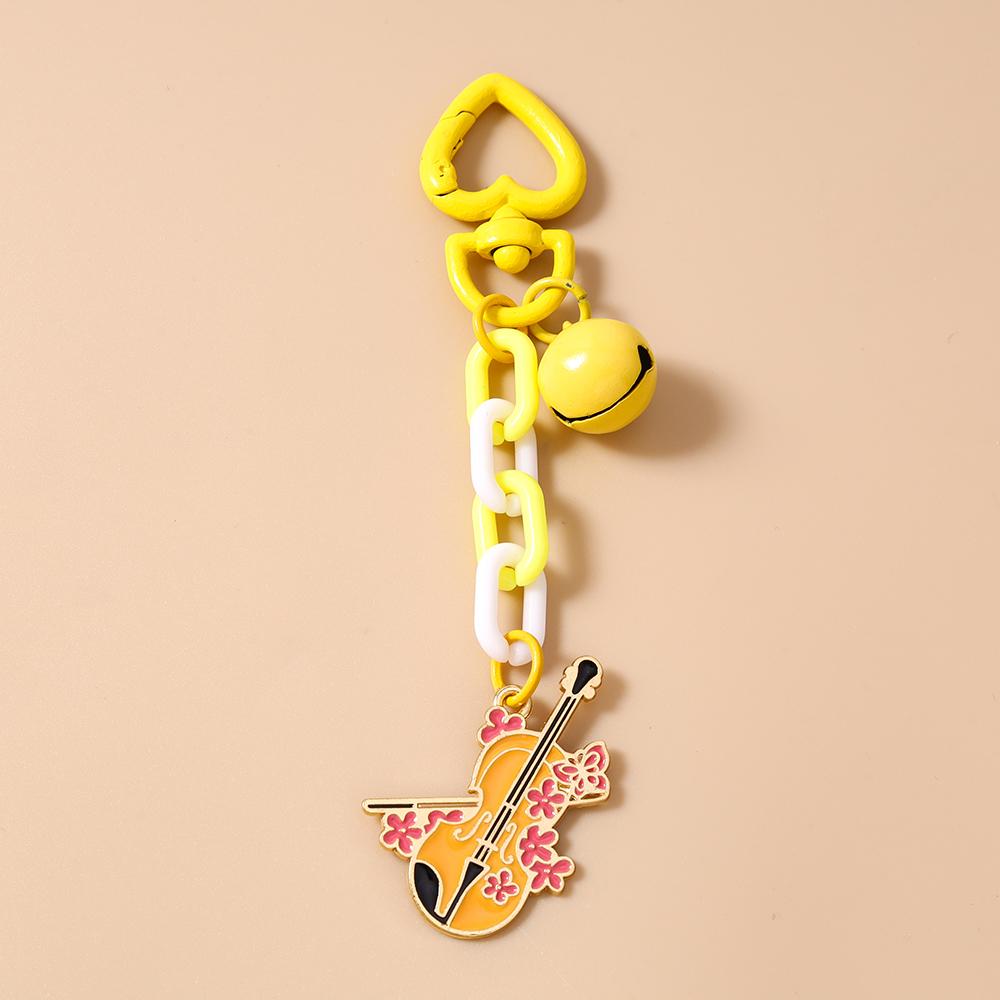 New Enamel Violin Guitar keychain Women Girls Musical Instrument Key Ring Pendant for Handbag Decor DIY Key Holder Jewelry Gift