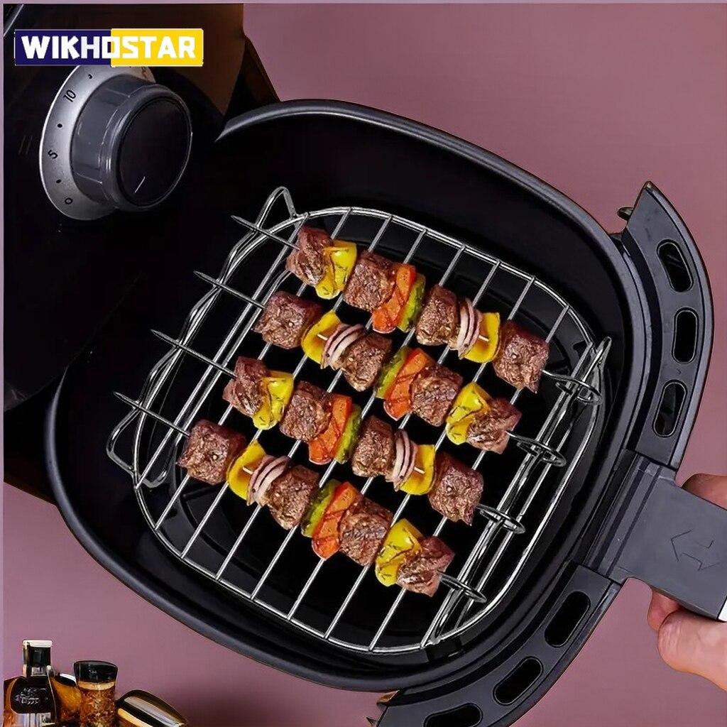 1 комплект, подставка для фритюрницы из нержавеющей стали 430 с 4 палочками для жареного мяса, аксессуары для гриля, подставка для приготовления пищи, кухонные аксессуары