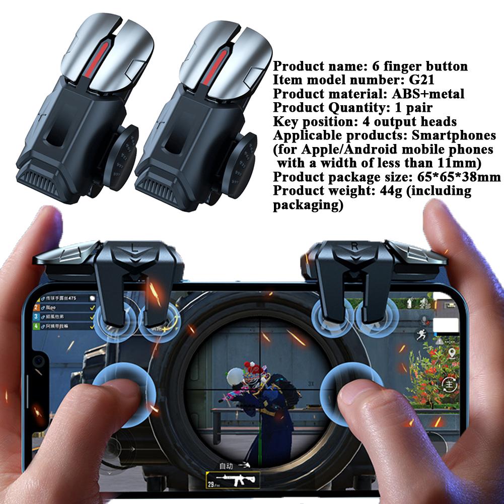 G21 Mobile Phone Game Trigger Gamepad Joystick 6-Finger Aim Shooting L1 R1 Key Button For Phone Android For PUBG Game Controller