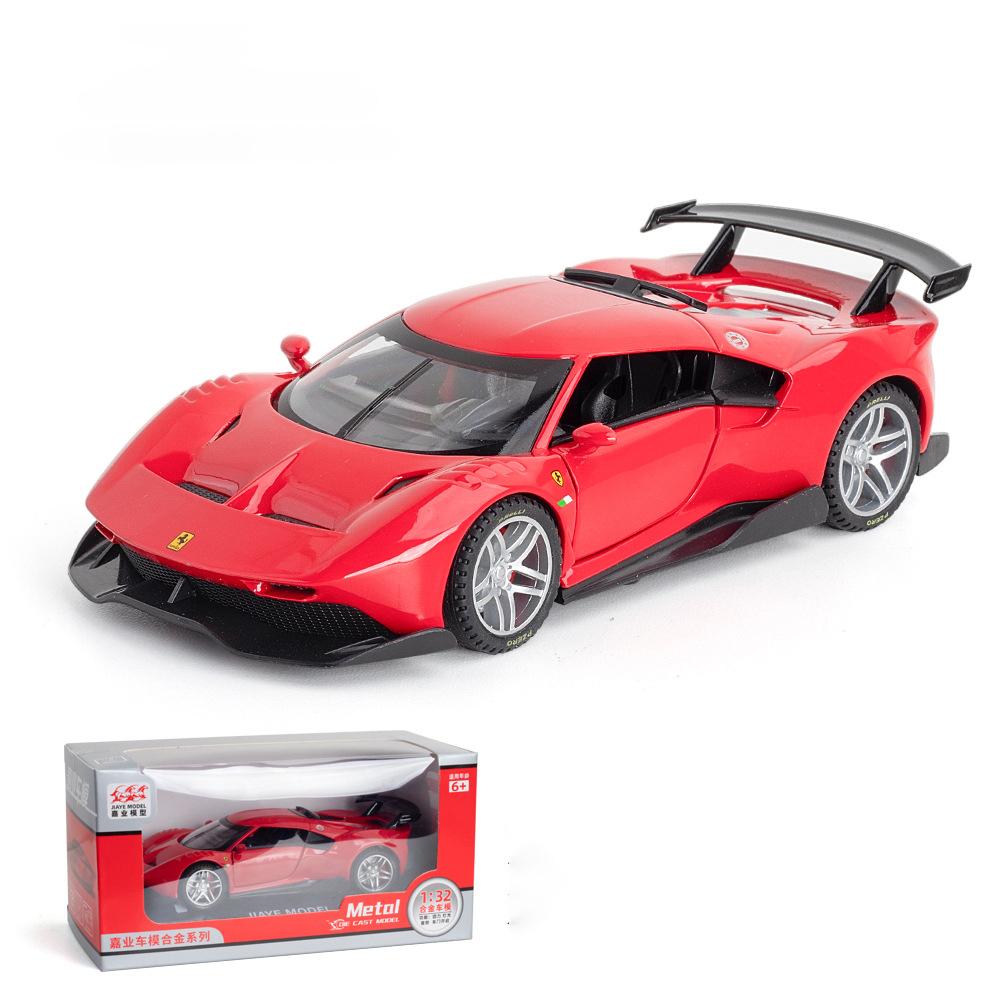 1:32 Scale P80-C Metal Diecast Car, Pull Back Alloy Toys with Sound and Light, Doors Open Collection For Gifts Doll