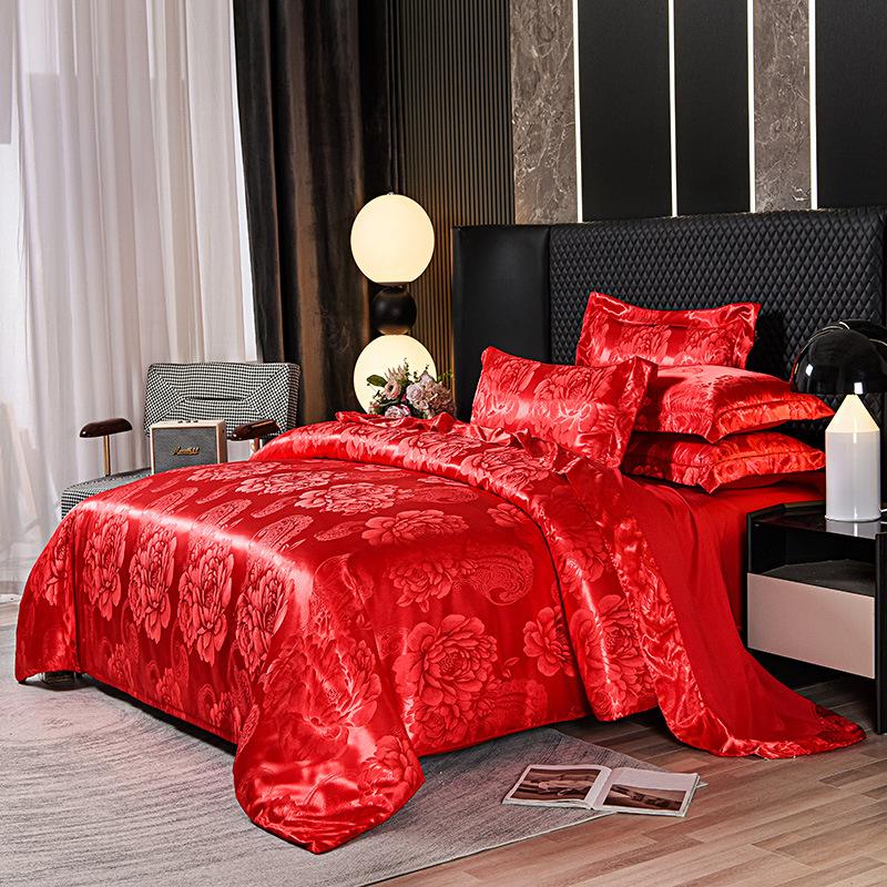 European Style Satin Jacquard (four-piece Set, Three-piece Set) Quilt Cover, Bed Sheet, Pillowcase, Single Bed, Double Bed Bedding