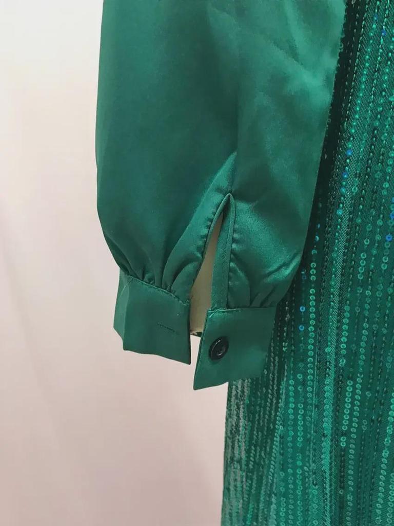 Модные женские французские брюки с широкими штанинами, платье с V-образным вырезом и длинными рукавами, с пайетками на талии, для весны и осени