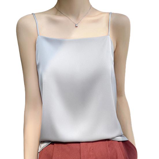 Summer Vest Sling Sleeveless Smooth Fabric Tank Tops Loose Fit Soft Elastic