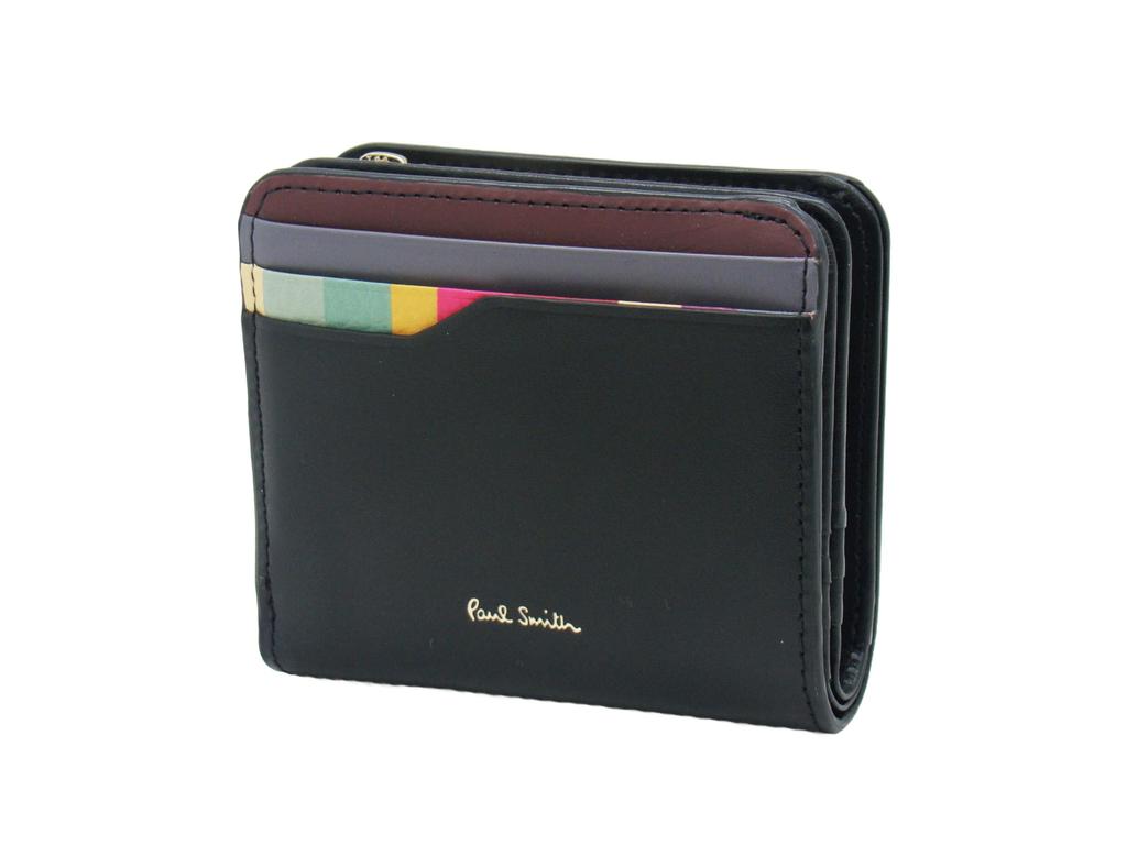 Paul Smith Swirl Stripe Slot Bifold Black Women's Wallet,