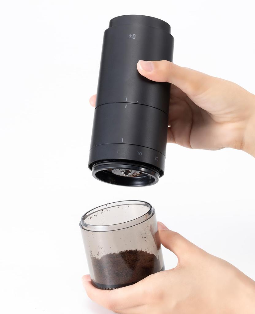 Zero Electric Coffee Mill Conical Type 38 Types of Grinds Easy Dial Operation ±0 Plus/Minus XKM-J110 (Brown Gray)