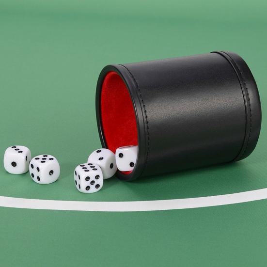 Faux Leather Dice Cup Red Flannel Interior Manual Shaker Cup Adults Family Night Bar Party Gambling Drinking Board Game Casino Equipment