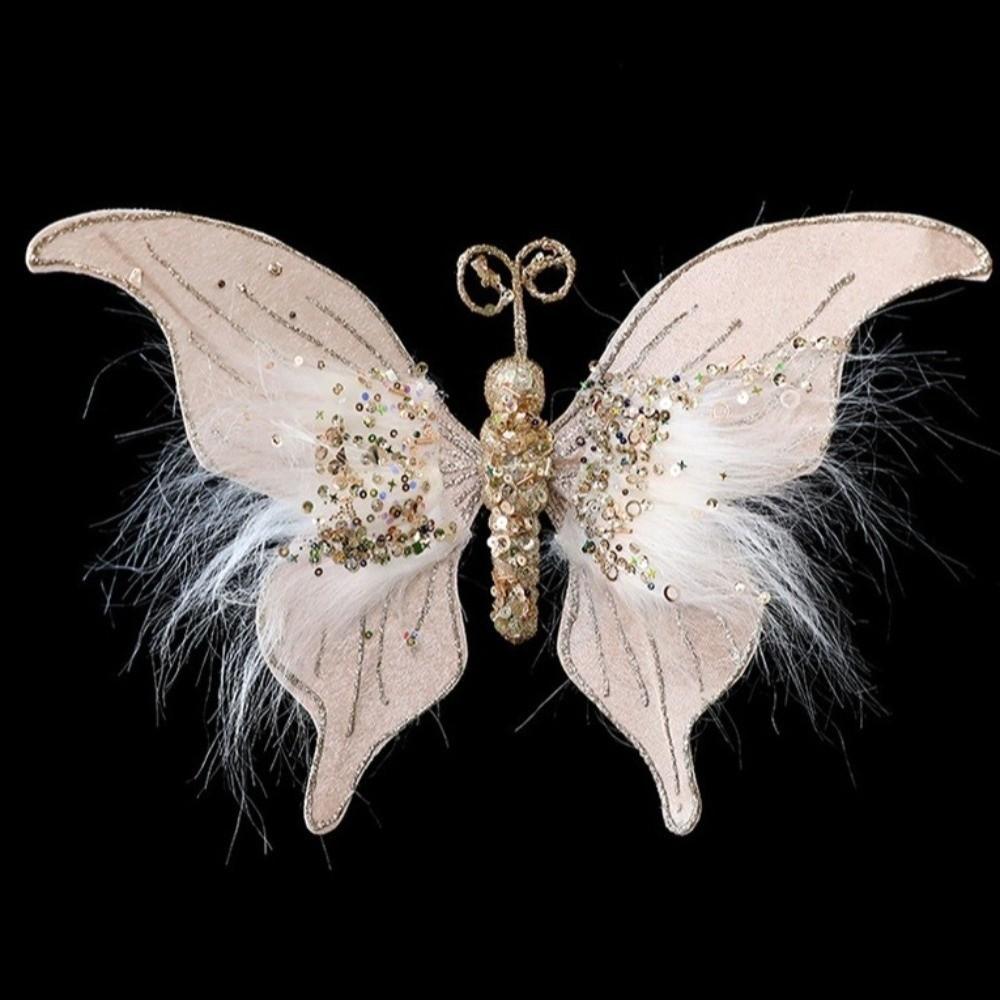 Sparkling Glitter Christmas Butterflies Ornaments Artificial with Clip Simulation Butterfly Colorful Reusable