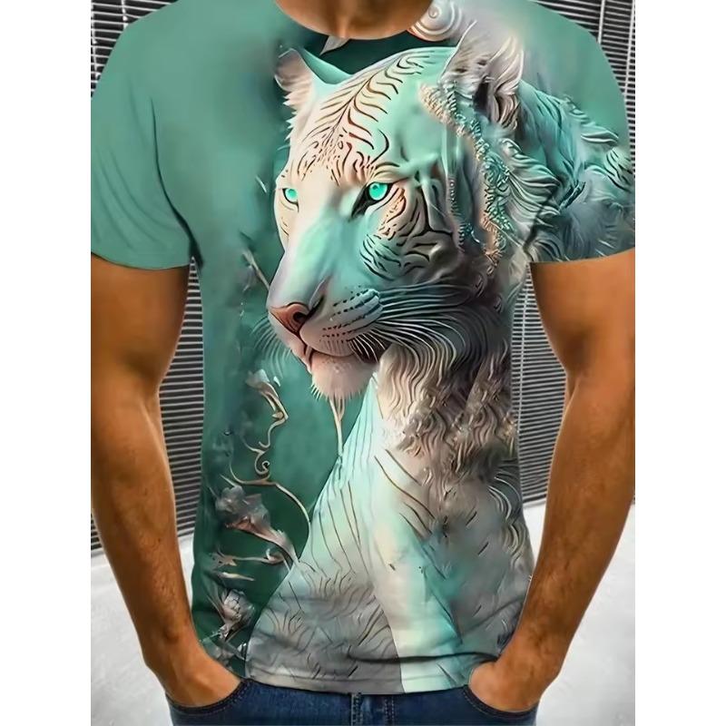 Men's Animal Tiger Totem 3D Printed T-Shirt Street Top Creative Daily Leisure Sports Fashion Trend Personalized Neutral Clothing