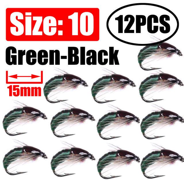 Wifreo 12PCS Fly Fishing Nymph Scud Worm Fly Realistic Aritificial Insect Bait Lures with Hook Size 8 10 12