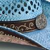 Blue Gradient Straw Cowboy Hat For Women And Men – Western Sun Hat For Country Concert Rodeo And Cowgirl Outfits