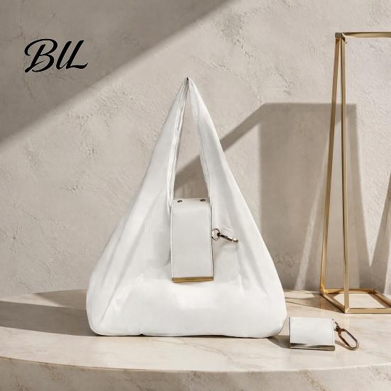 Collapsible Nylon Tote Foldable Shoulder Bag for Women, Durable PU And Large Capacity Women's Casual Bag, Lightweight Portable Travel Shopping