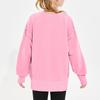 Children's Oversized Pullover Sweatshirt Girls' Round Neck Split-Front Solid Color Hoodie