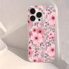 Розовый персиковый цветок Блестящий чехол для iPhone 16 16e 15 14 Plus 11 12 13 17 Air Pro Max 7 8 Plus Противоударный мягкий чехол