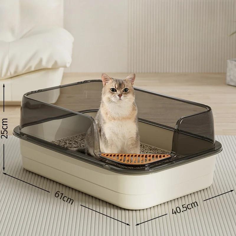 Extra Large Cat Litter Box Pet Sandbox Splashproof Cat Tray Cat Toilet Cleaning Basin Supplies Pet Toilet Kitten Tray Bedpan