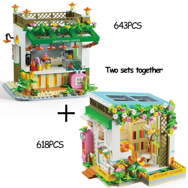 NEW MINI Set Flower Bouquet House Model Building Blocks MOC Street View Fairy Tale Town Bricks Assembly Children Kids Toys Gifts