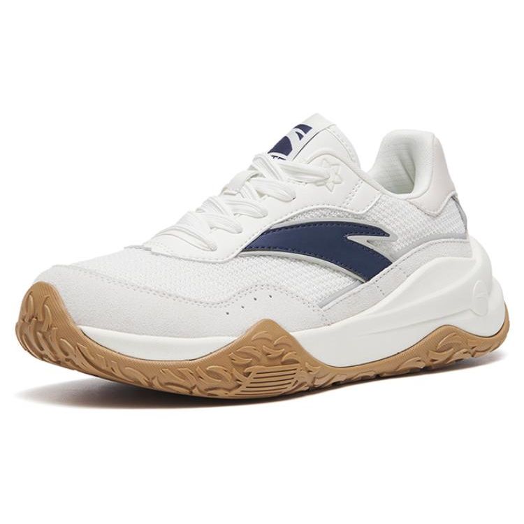 Anta Qicheng Fabric Synthetic Leather Shock Absorbing Non-Slip Wear Resistance Low Top Sports Casual Shoes Women Sneakers White Blue 922318859-1