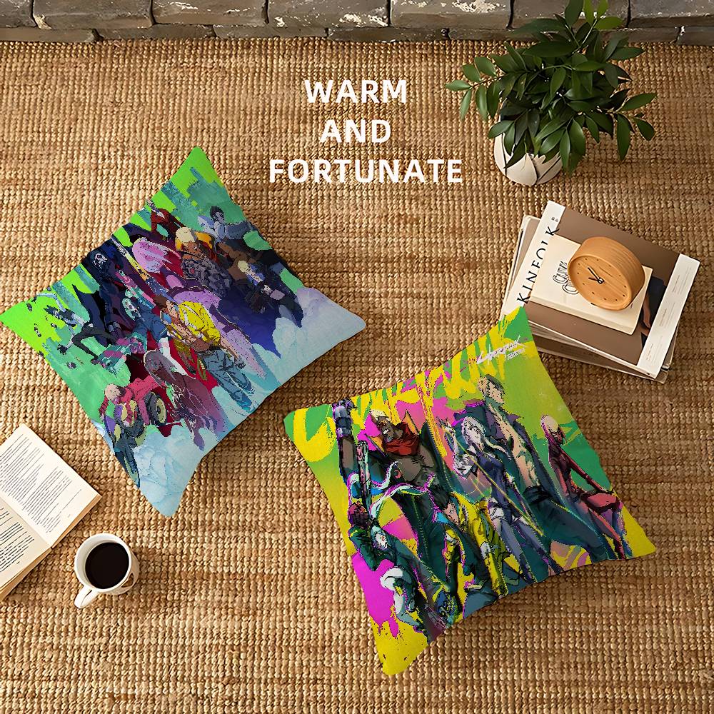 C-Cyberpunk Cartoon E-Edgerunners Decorative Room Aesthetics Pillow Case Home Decor Bedroom Sofa Bed Couch Pillow Cover 45X45