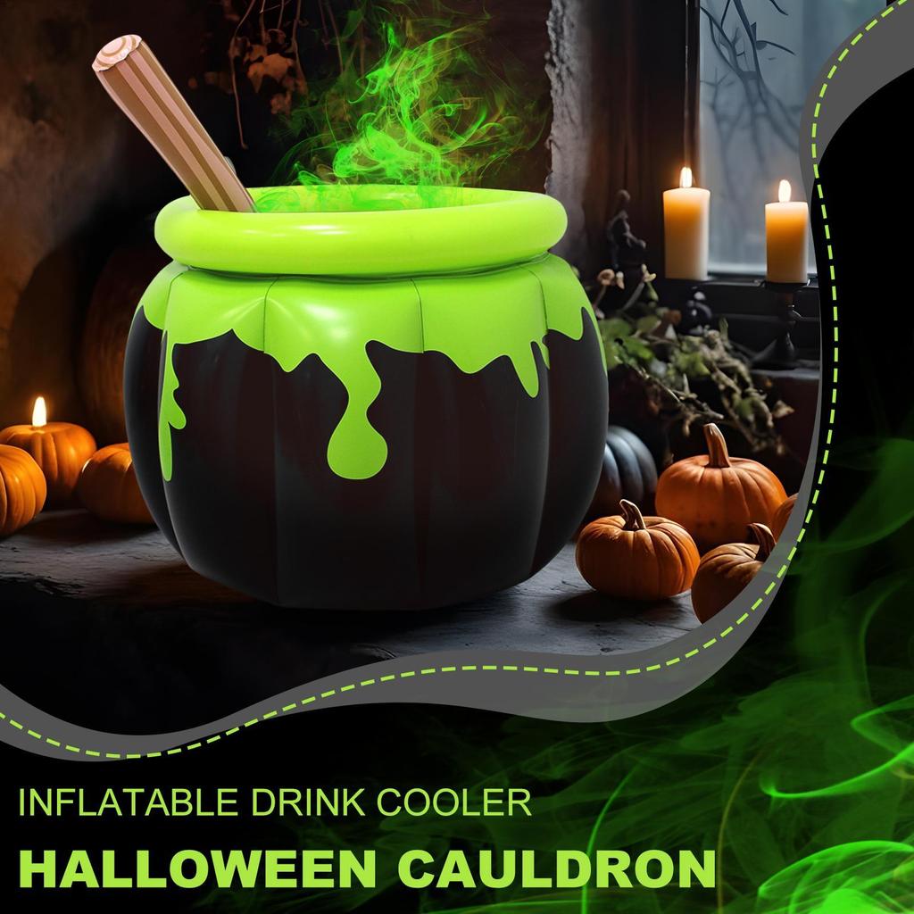 Halloween Inflatable Cooler Inflatable Cauldron Ice Bucket Blow Up Beverage Holder Photo Prop Decoration for Yard Backyard