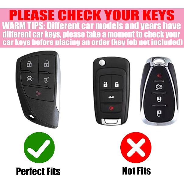 Key Fob Cover with Diamond Keychain Fit for Chevy Car Key Holder Case Compatible with Chevrolet -2024 Tahoe Suburban GMC Yukon Denali Silverado Smart