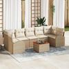 VidaXL 8-Piece Garden Sofa Set with Cushions Beige Poly Rattan 3347547