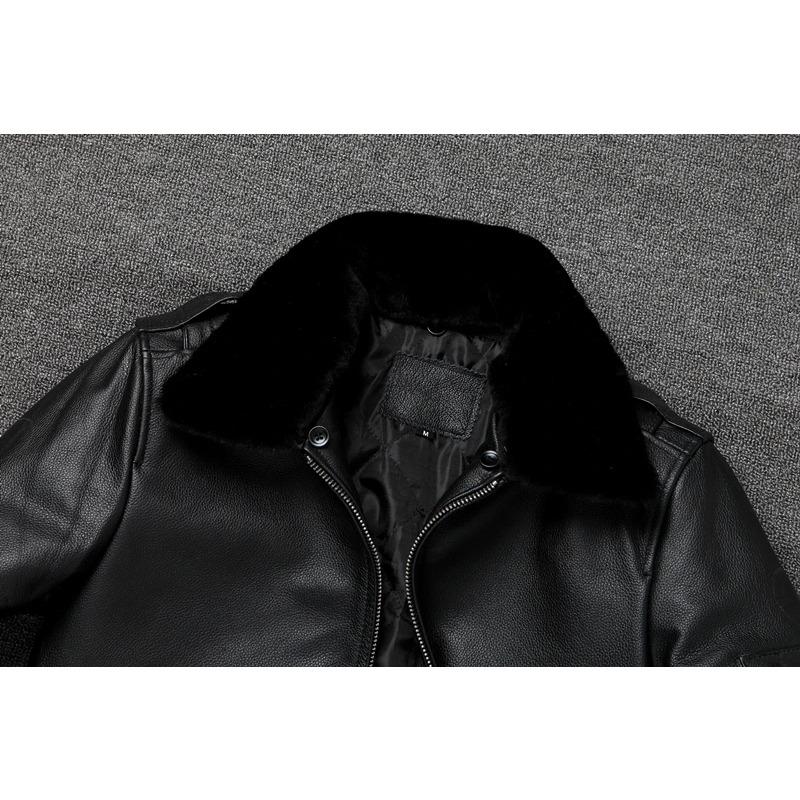 Китайский размер Мужская кожаная куртка из натуральной коровьей кожи с воротником из натурального меха Летные куртки Мужские пальто из коровьей кожи Зимняя одежда ВВС