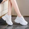 Fashion White Platform Women's Sneakers 2024 Autumn Lace-Up Thick Bottom Sports Shoes Woman Pu Leather Breathable Walking Shoes Female