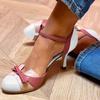 Summer High-heeled Sandals for Women's Fashion Color Blocking 40-43 Plus Buckle Strap Hollow Sandals Women Shoes