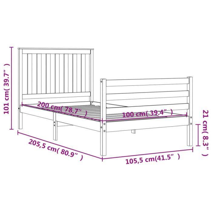 VidaXL Bed Frames and Headboards 100x200 Cm Solid Wood 3194236