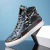 Fashion New Design Fashion Snake Printed Original Men's Sneakers Comfortable Leather High-top Shoes Men Lace-up Flat Shoes Casual Men