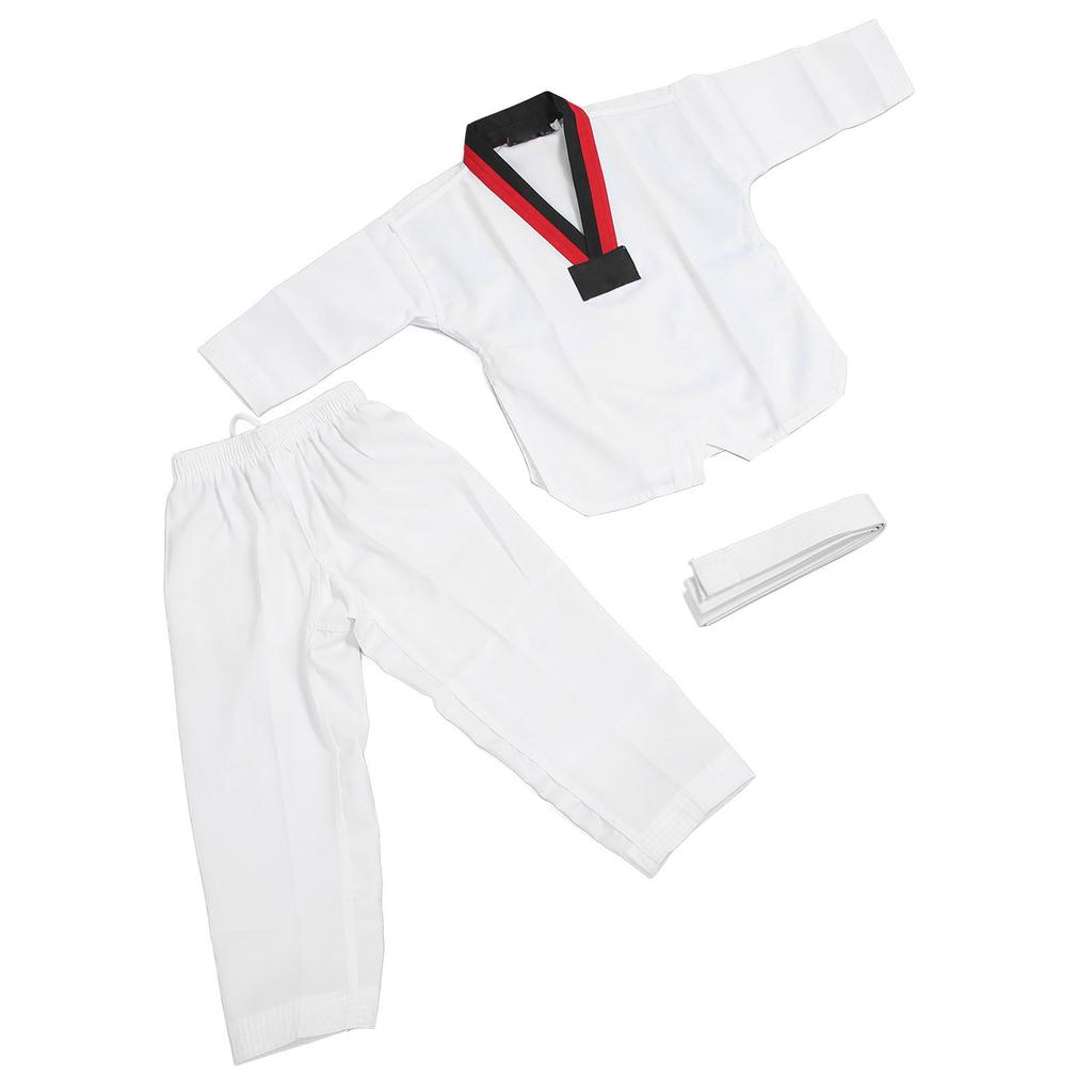 Детская форма для тхэквондо с поясом из полиэстера и хлопка, дышащая мягкая детская спортивная форма для карате