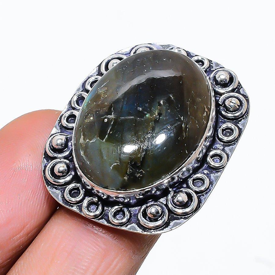 Labradorite Gemstone 925 Sterling Silver Gift Jewelry Ring Size 7.5