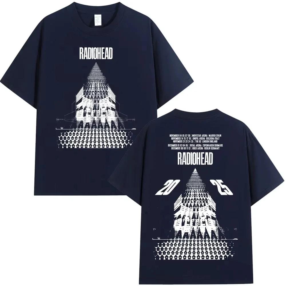 Radiohead Return To The Road European Tour T Shirts Fashion Rock Band Tshirt Unisex Wounisex Cotton Oversized Tshirt Streetwear Black