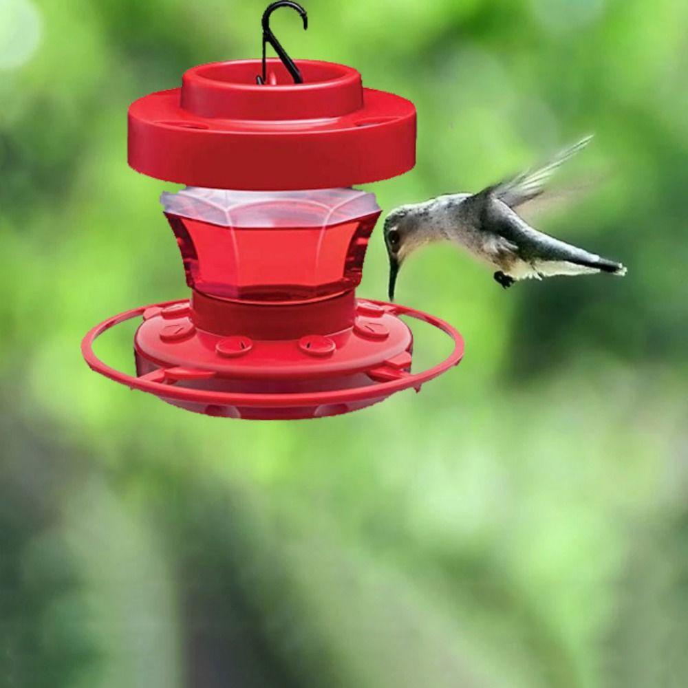 Plastic/Metal Detachable Humming Bird Feeder with Hook Birds Drinking Tray  Patio