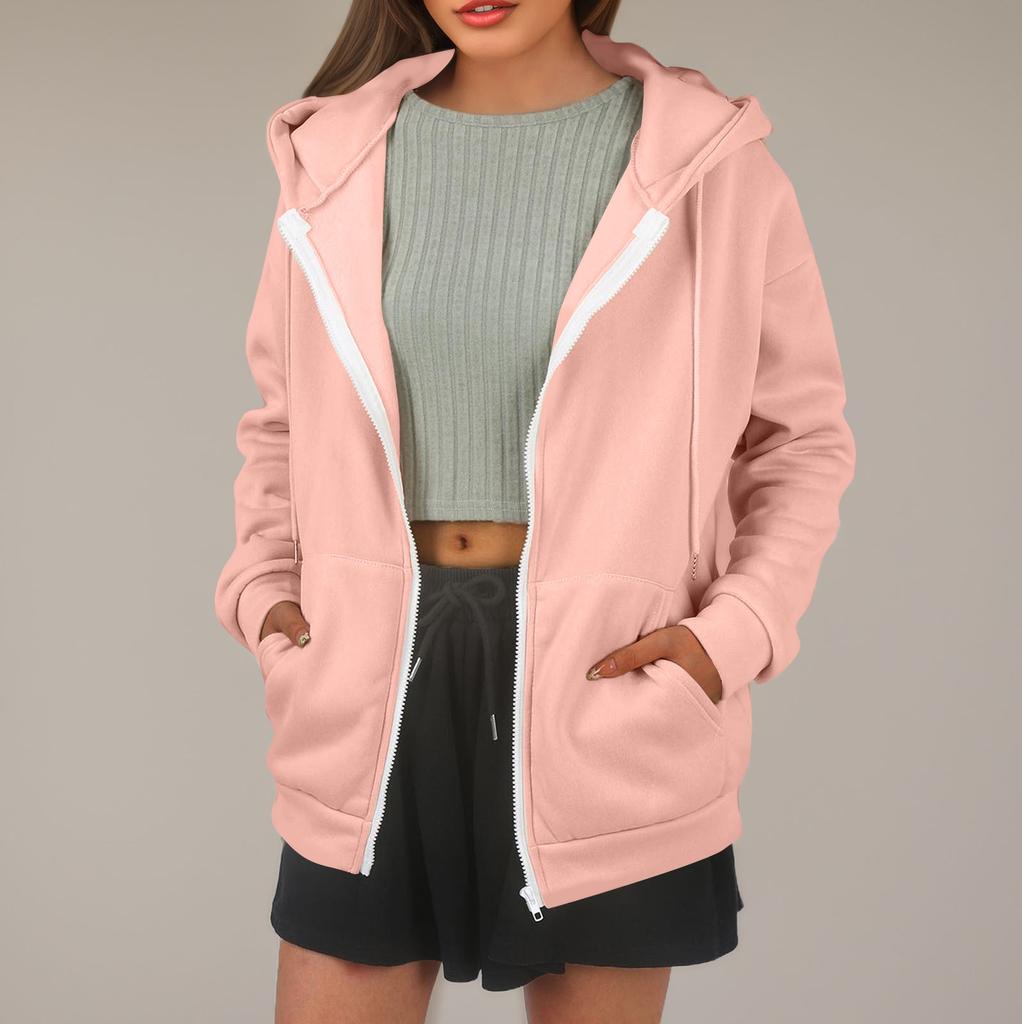 Женская толстовка с капюшоном, однотонная, с длинными рукавами, свободная спортивная куртка с капюшоном