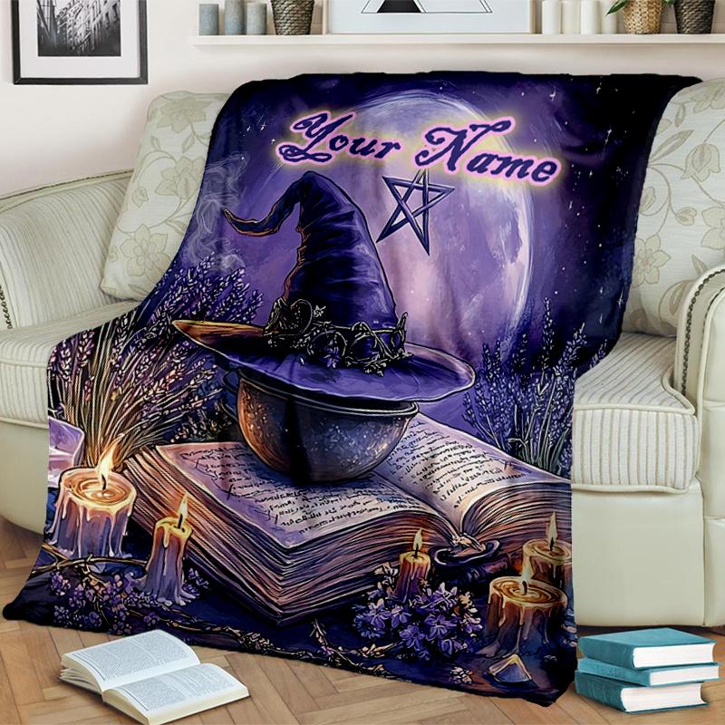1PC Custom Name Witchcraft Spell Book blanket versatile,all-season throw suitable for the living room,bedroom,camping,travel,and gift