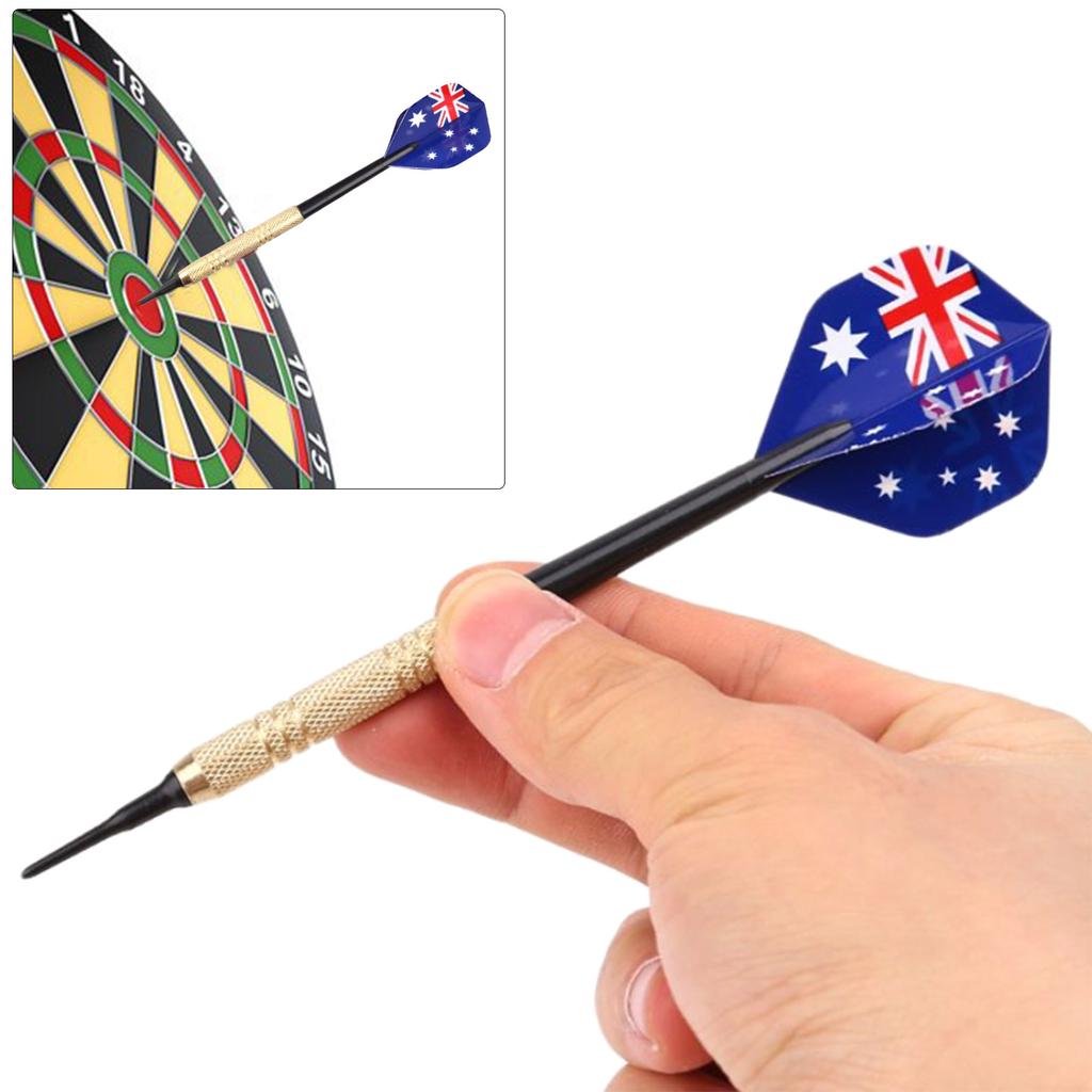Safe Darts 12Pieces 14g Darts Set Soft Plastic Tip Plastic Barrels Iron Golden Plated Shaft Plastic Flight with 100 Tip