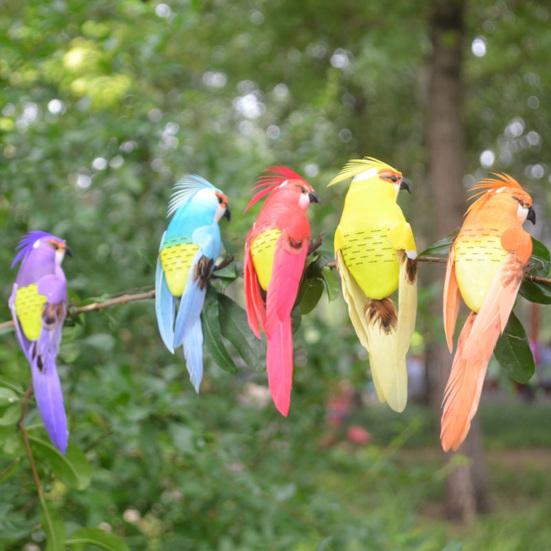 Реалистичный искусственный попугай, декор, ручная работа, пенопласт с перьями, украшение для сада или дома