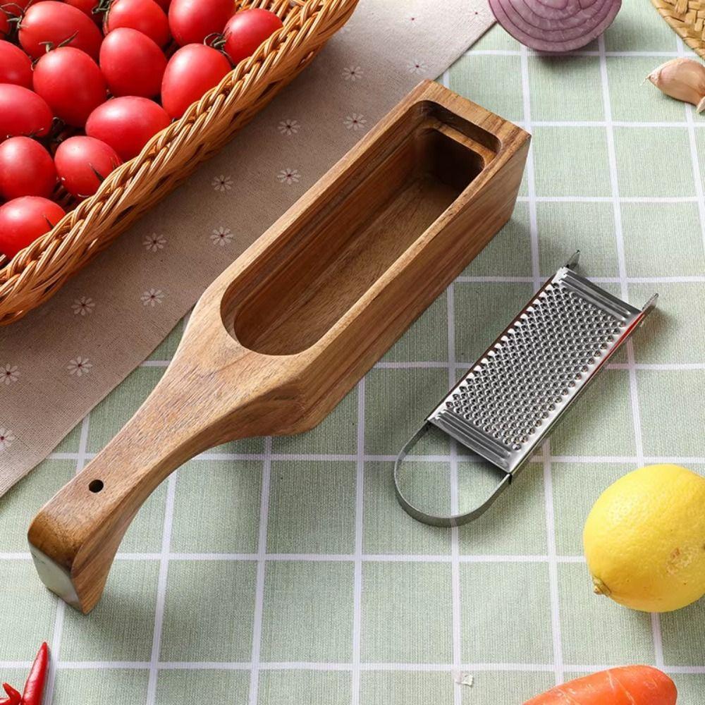 With Wood Container Stainless Steel Cheese Grater with Handle Cheese Slicer Set Kitchen Tools