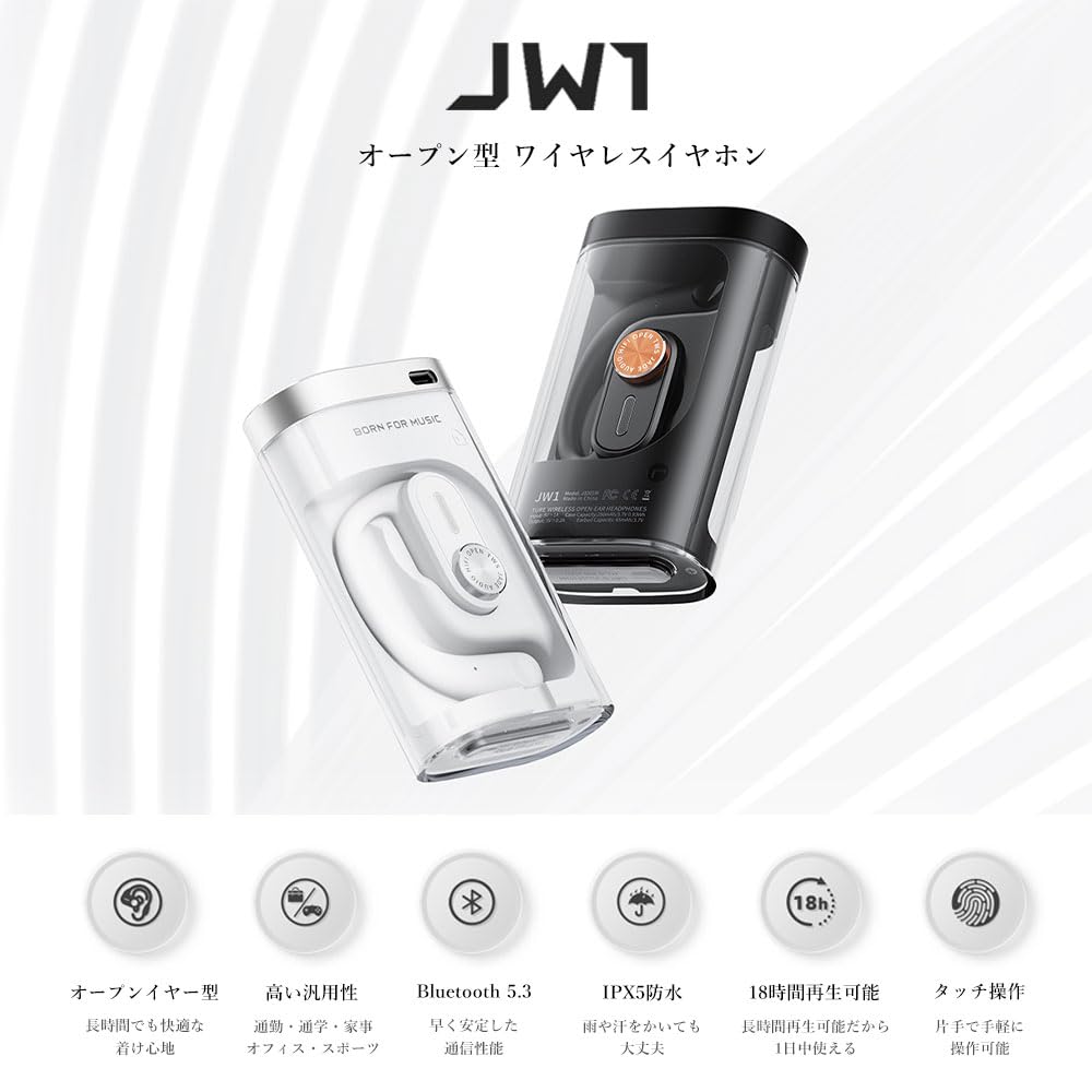 Jadeaudio JW1 Black Открытые Полностью Беспроводные TWS Открытые Bluetooth Блокируют Ваш Ушной Крючок Наушники FIIO, Ухо, Наушники, Прослушивание, Тип, 5.3, Bluetooth,