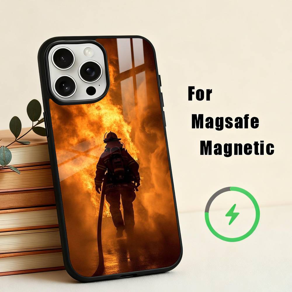 Пожар Пожарный Чехол для Телефона для iPhone 17,16,15,14,13,12,Plus,Pro,Max для Magsafe Магнитная Беспроводная Зарядка