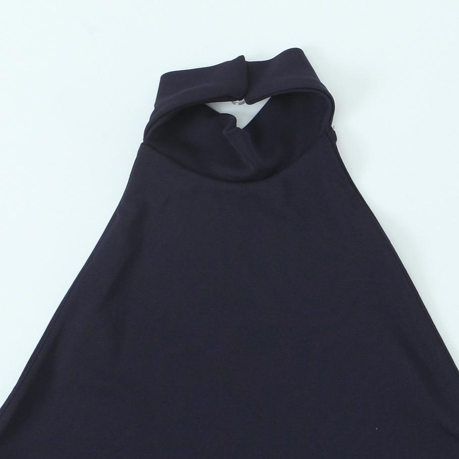 2025 European & American Style Slimming Halter Dress with Pleated Design for Women